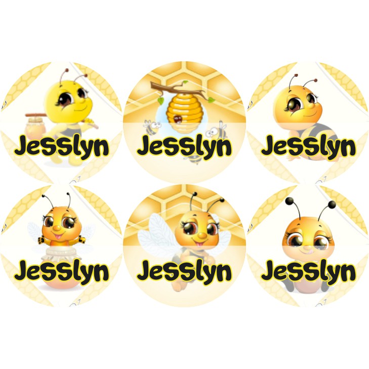 

STIKER LABEL NAMA WATERPROOF CIRCLE CUTE BEE