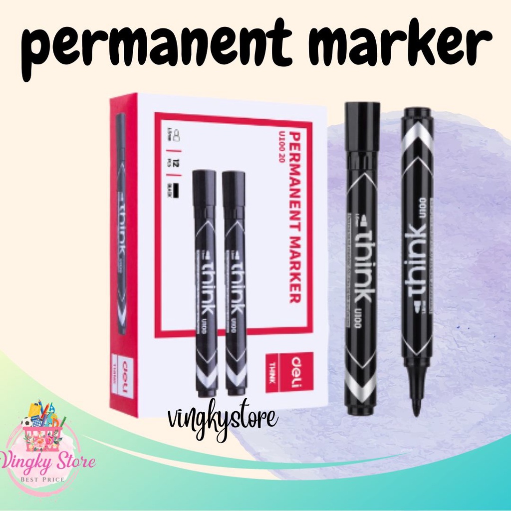 

Permanent Marker / Spidol Permanen Deli EU10020 ( BLACK )