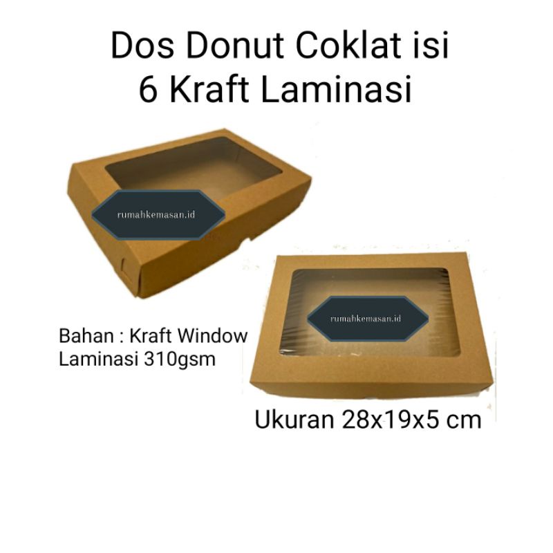 

Dus Kraft Donut isi 6 Laminasi / Dos Kraft coklat donut isi 6 laminasi jendela tebal 310 gsm