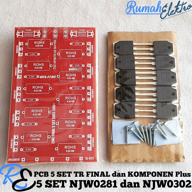 PCB Line 5 Set TR Final Lengkap Plus TR NJW0281G dan NJW0302G ORI