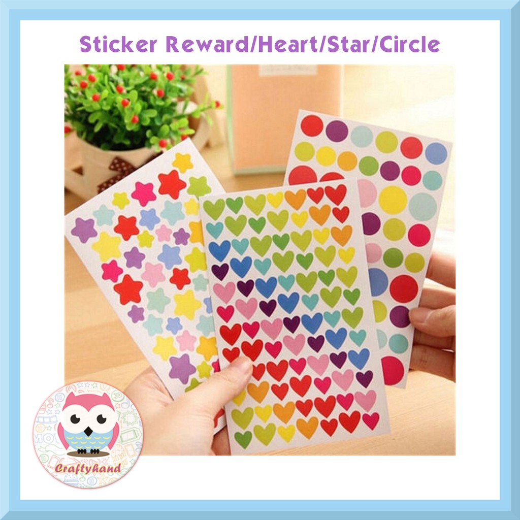 

6pcs Sticker Reward/Heart/Star/Circle/stiker penghargaan/nilai anak