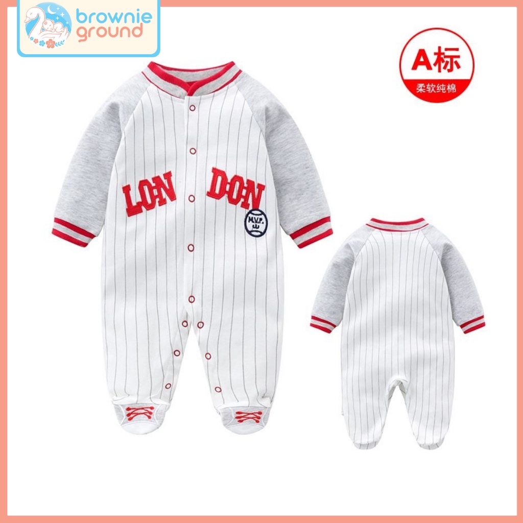 BROWNIEGROUND - Jumper bayi motif BASEBALL LONDON MERAH 0-1 tahun / baju anak jumper bayi IMPOR KOREA