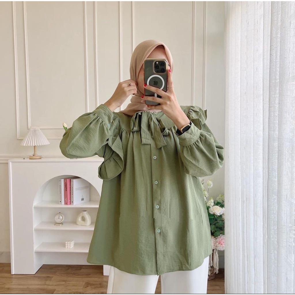 Leviya Blouse Kerah Tali Crinkle Deadora Kemeja Wanita Terbaru 2022