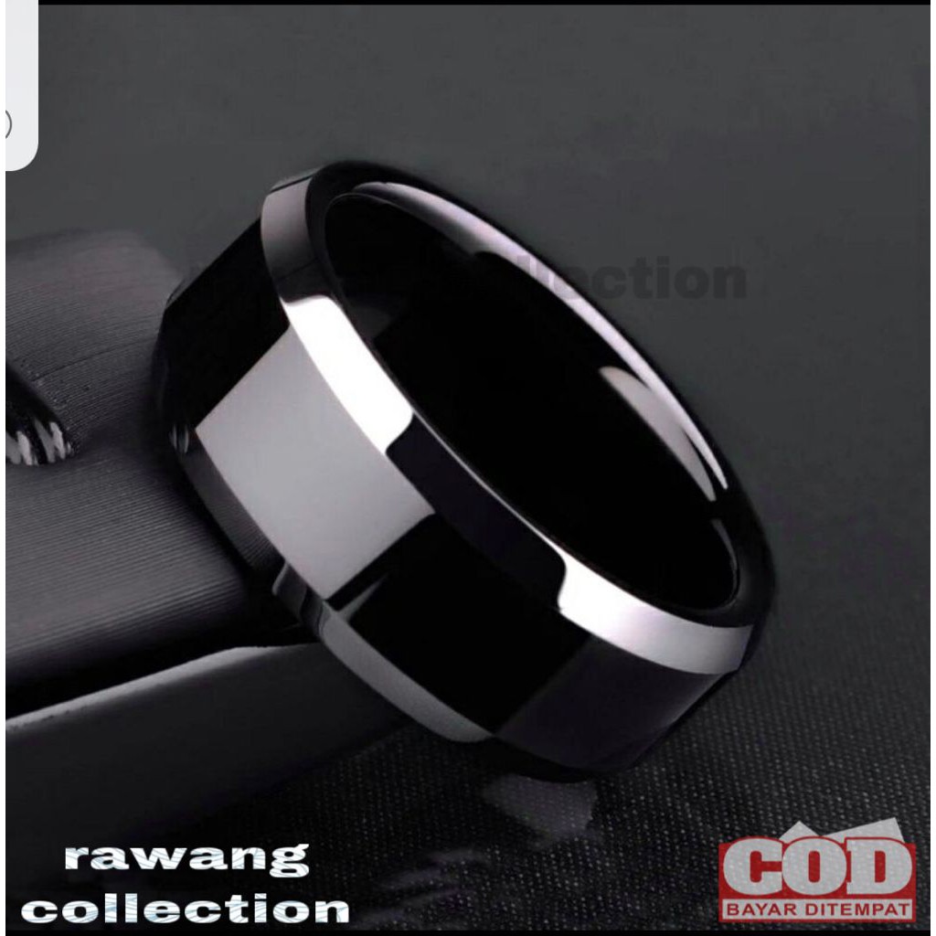 Cincin Titanium Hitam Polos Pria Wanita Anti Karat