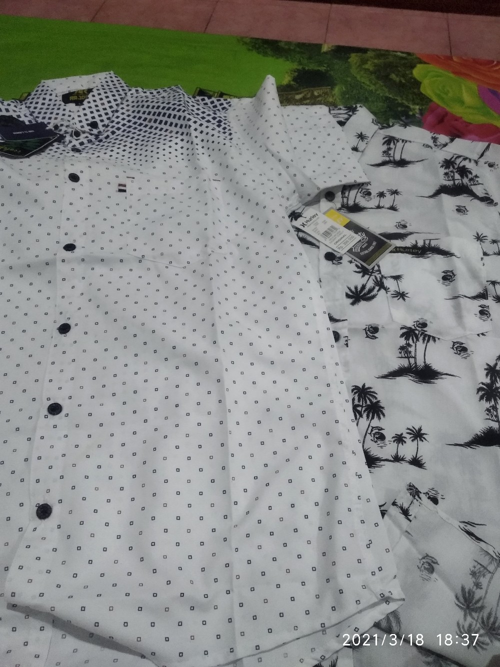 Hem Cowok Printing Kemeja Surfing Pria Motif Pantai Tie Die