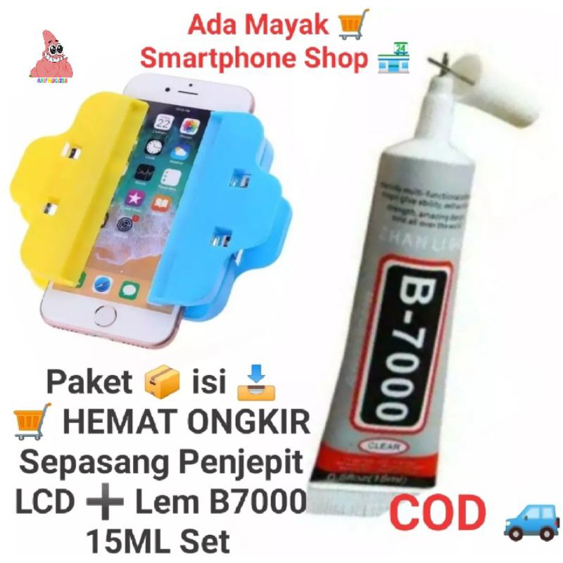 Alat Penjepit LCD TOUCHSCREEN Serbaguna Universal 2Pcs Dan LEM LCD TOUCHSCREEN B7000 Zhanlida Bening
