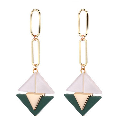 LRC Anting Tusuk Fashion Triangle Shape Decorated Earrings