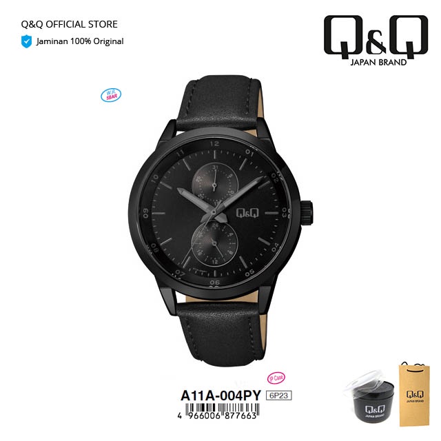 Q&Q QnQ QQ Jam Tangan Pria Fashion Analog Kulit  - A11 A11A  Water Resist 3 BAR-1