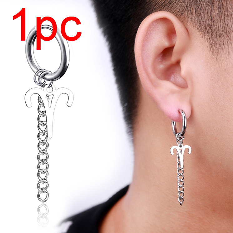 Anting Rantai Bahan Stainless Steel Gaya Hip Hop Punk Untuk Pria