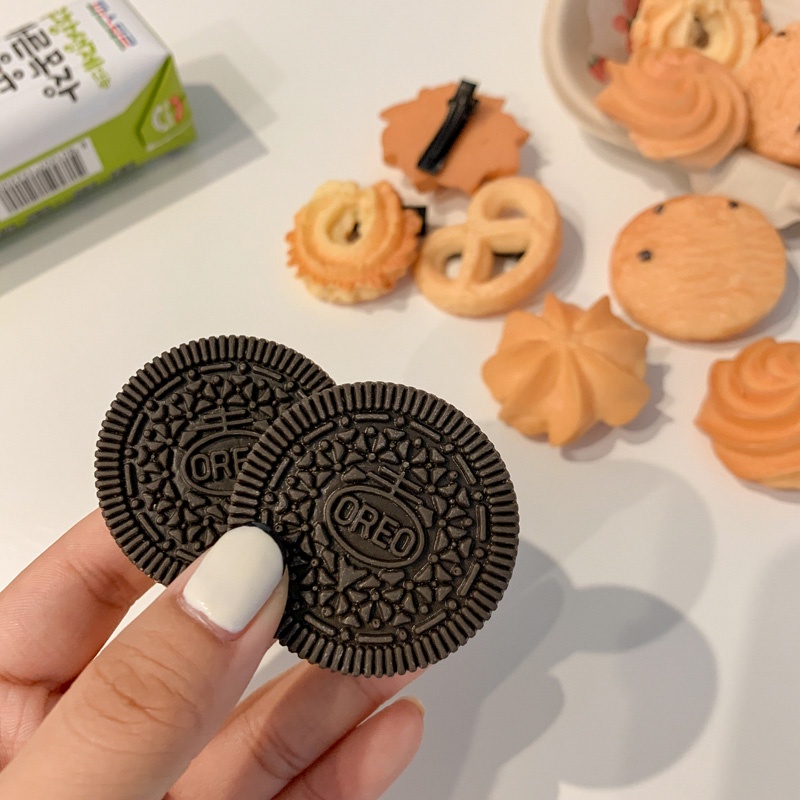 1pc / Set Jepit Rambut Bentuk Kue Oreo Gaya Korea Untuk Hiasan Kepala