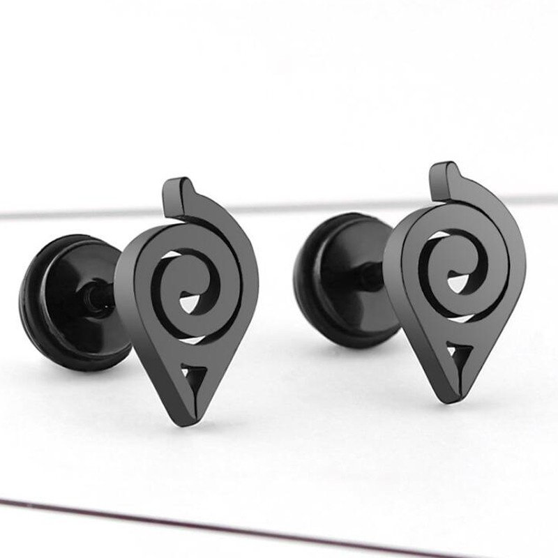 Anting Titanium Steel Hypoallergenic Anime Naruto Unik Modis Trendi Keren Gaya Hip-Hop Anting Perempuan Pria