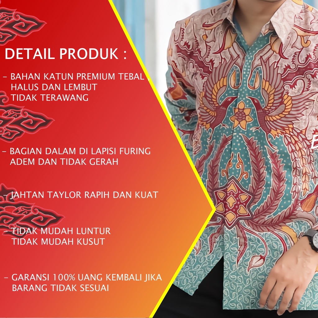 KEMEJA BATIK PRIA PREMIUM LENGAN PANJANG REGULAR BATIK ALUNA PCW 069