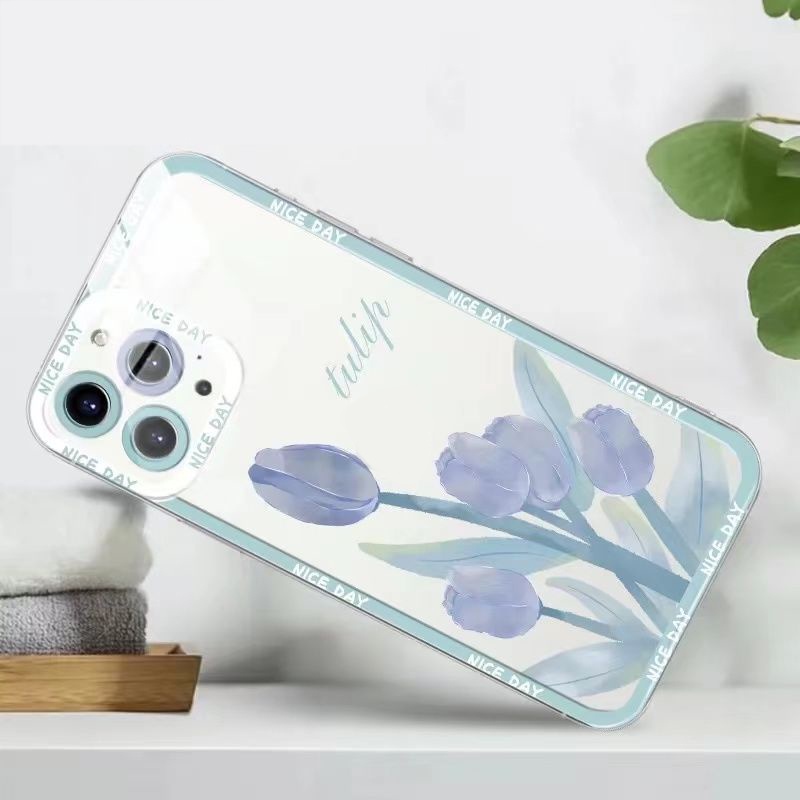 Soft Case Silikon TPU Transparan Motif Bunga Untuk IPhone 14 13 12 11 Pro X XR XS Max 7 8 14 Plus 6 6S