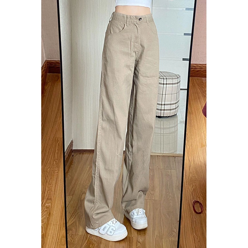 new Khaki korea highwaist kulot celana jeans panjang wanita kekinian