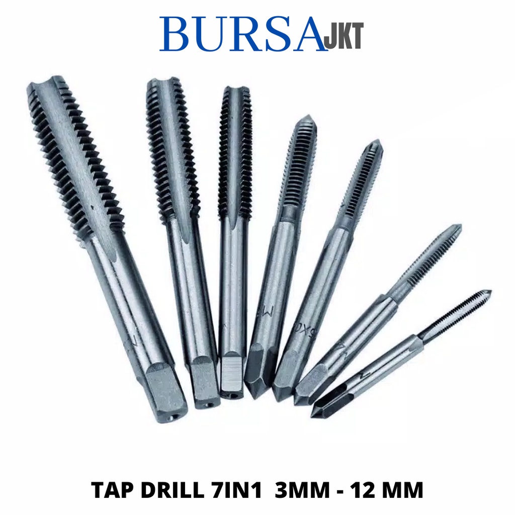 TAP SET SNEI M3 - M12 5 DAN 7 PC HAND TAP PERBAIKAN DRAT MUR BAUT SLEK MATA BOR SAJA