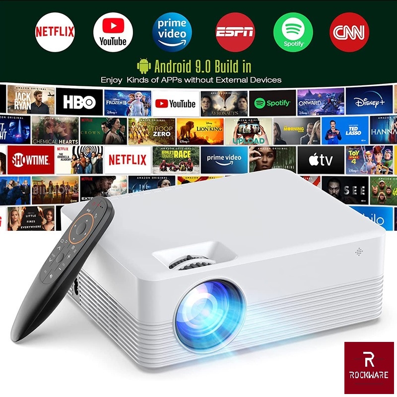 ROCKWARE RW-Q351 - Smart Android 9.0 WiFi HD Projector 4000 Lumens