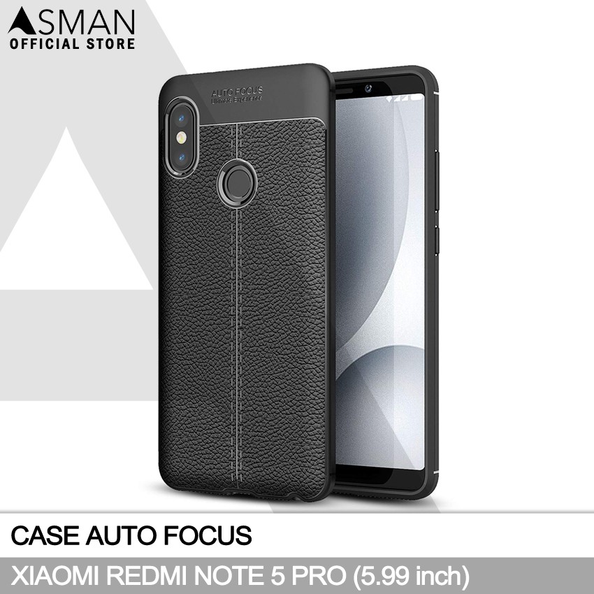 Auto Focus Xiaomi Redmi Note 5 Pro (5.99&quot;) | Soft Case Leather Premium - Hitam