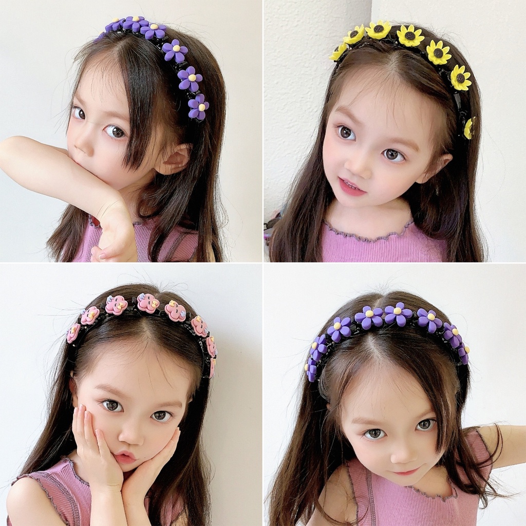 ONLYONE12 Bando Kepang Rambut Anak / Bando Anak Jepit Korea / Bando Bunga Melingkar Bando Jepitan Rambut B221