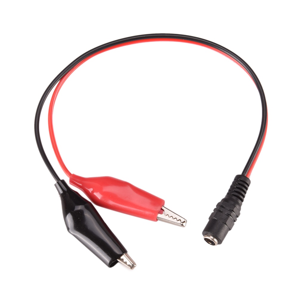 {LUCKID}Hot Sale DC 5.5mm x 2.1mm DC Female/Male Jack Connector to 2 Alligator Clip Power Cable A