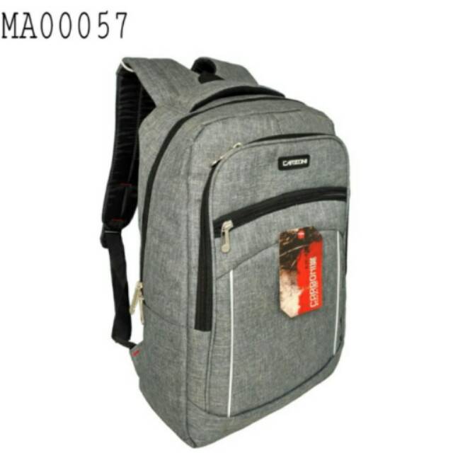 Carboni Backpack Tas Ransel Punggung Nilon Mode Disain Kasual Fungsional MA00057 17- Grey Original