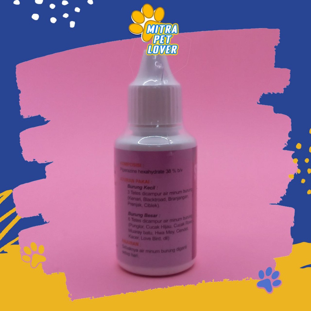 OBAT CACING BURUNG - STOP CACING 30 ML - EFEKTIF EFISIEN BASMI CACING PADA BURUNG - AMPUH AMAN SEHAT - MURAH ASLI GARANSI BERKUALITAS ASLI ORIGINAL - PET BIRD ANIMAL HEALTHCARE VETERINARY TAMASINDO VITAMIN HEWAN BINATANG PELIHARAAN MITRAPETLOVER