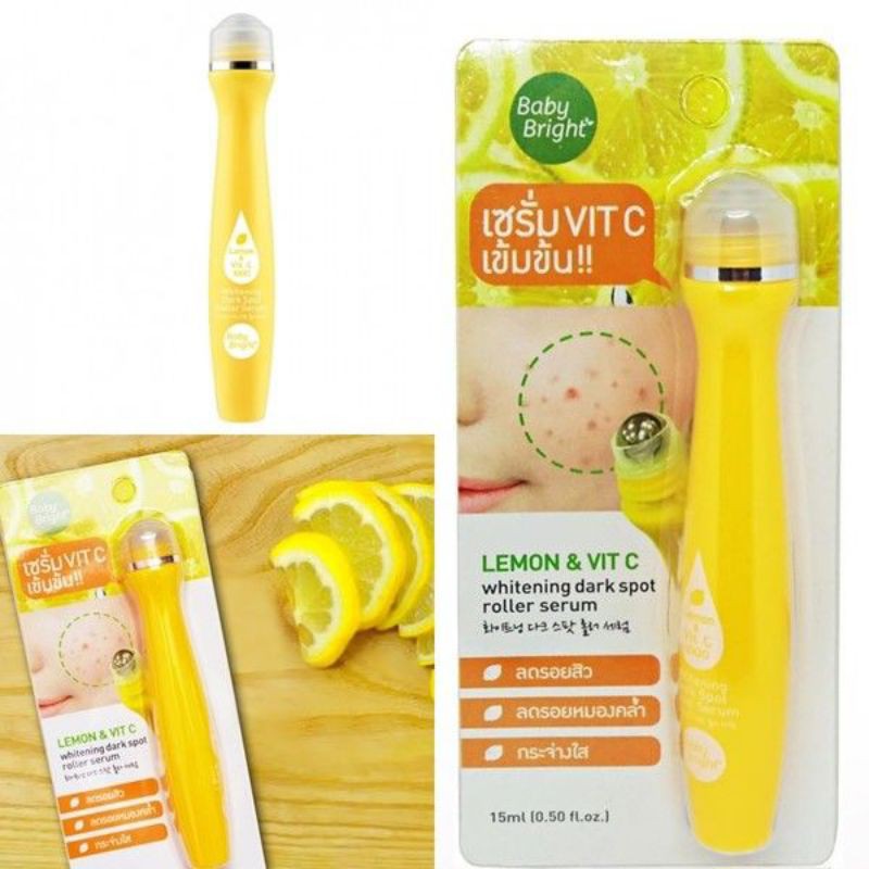 (READY) Baby Bright Lemon &amp; Vit C Whitening Dark Spot Roller Serum