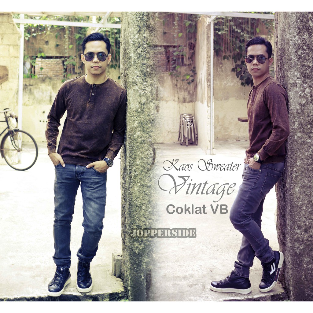 ORIGINAL kaos sweater distro vintage misty polos kancing henley sweatshirt pria wanita ksw1