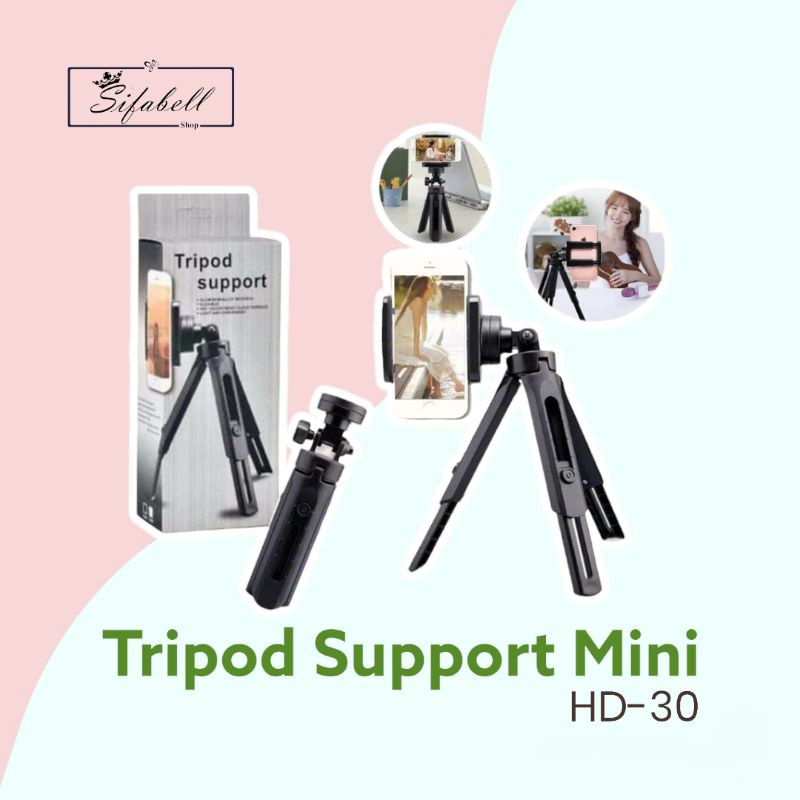 Tripod Support Mini Penyangga HP Dudukan Handphone Stand Holder HD30 Tongsis HD-30