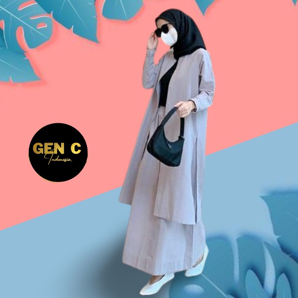 Kayla Set Setelan Tunik & Rok Panjang | OOTD Style Korea | Tunik Wanita Dewasa | Rok Span Kasual | B