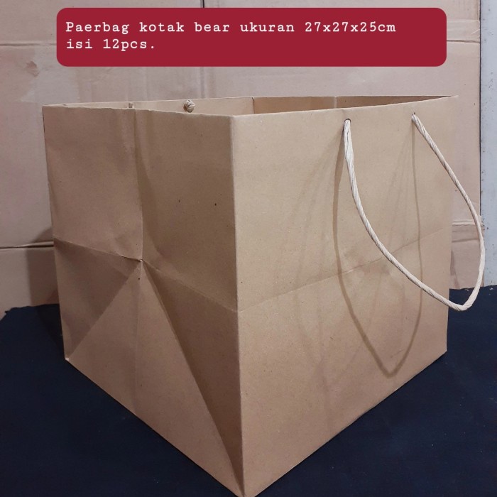 

✨ BISA COD ✨ paper bag kotak ukuran 27x27x28cm isi 12pcs