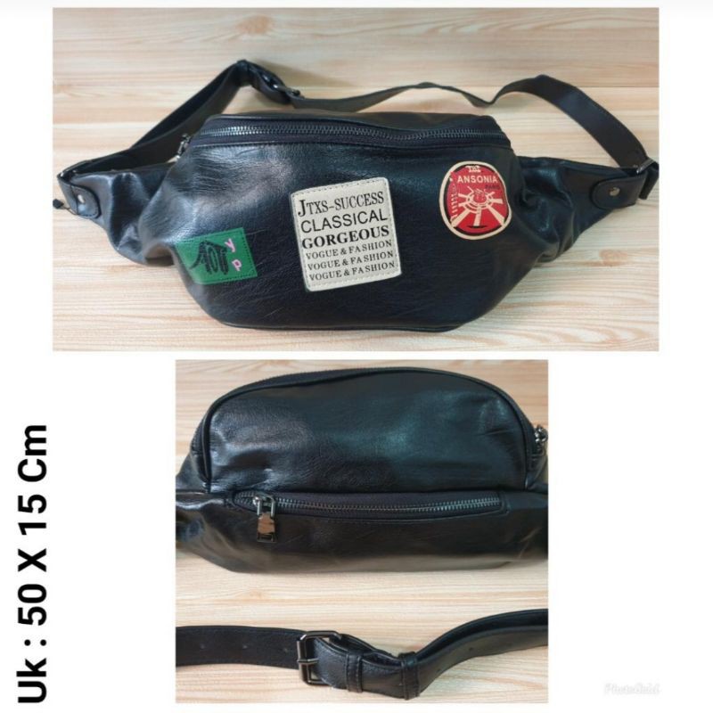 Waistbag Pria/Wanita Leather Belt Bag Bumbag Import