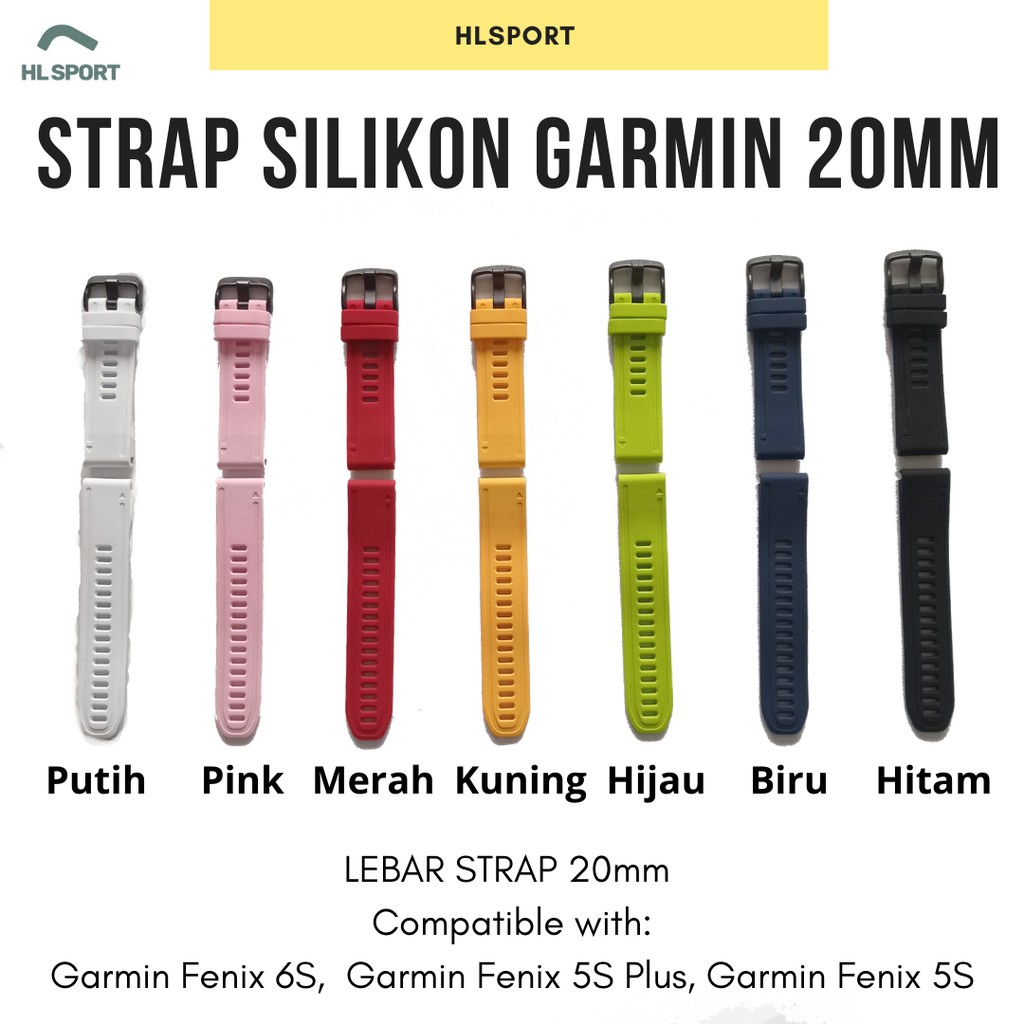 Strap Garmin  Fenix 6 6x 6s 5x 5 5s Plus vivoactive 4 silicone tali jam tangan 20 22 26