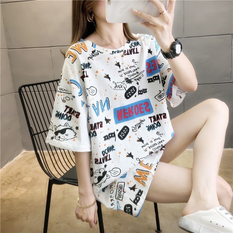 MDLV ~ 5028# Heroes Oversize Tee Atasan Overaize Cewek Oversize Import Baju Big Size Wanita Oversize Motif Alfabet Oversize Korea Style Oversize Best Seller Fashion Import