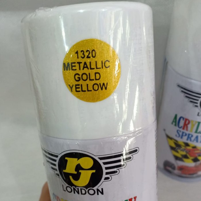 Pilox Pilok Cat Semprot RJ London 300cc / 300ml - Metallic Gold Yellow / Kuning Emas (1320)