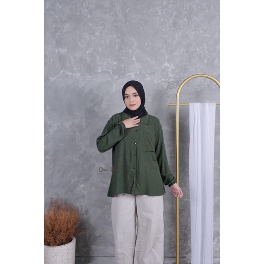 BLOUSE WANITA RAYON CRINKLE PREMIUM MADE CESI REKSA-Reksa Emerald