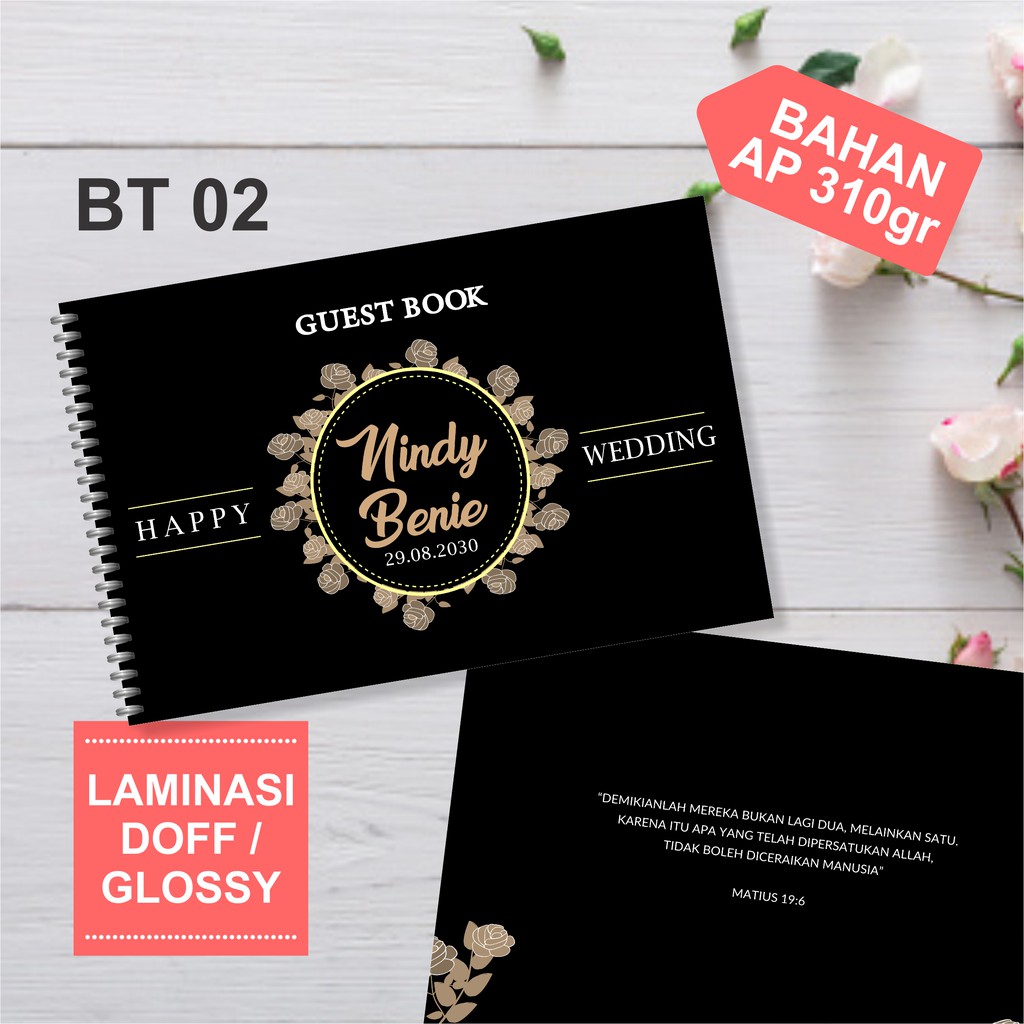 

Buku tamu pernikahan custom foto aesthetic mewah kertas tebal premium murah