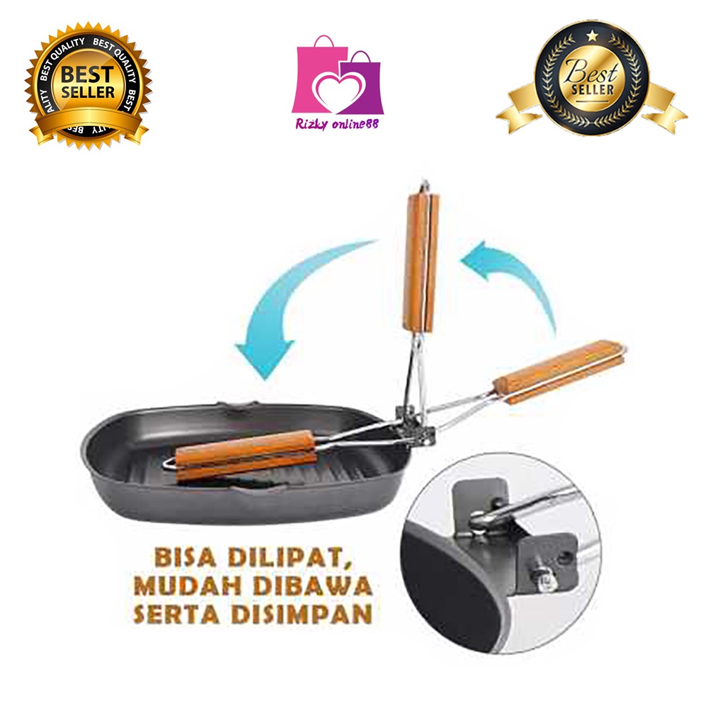 rizkyonline wajan lipat serbaguna square grill pan teflon panggangan