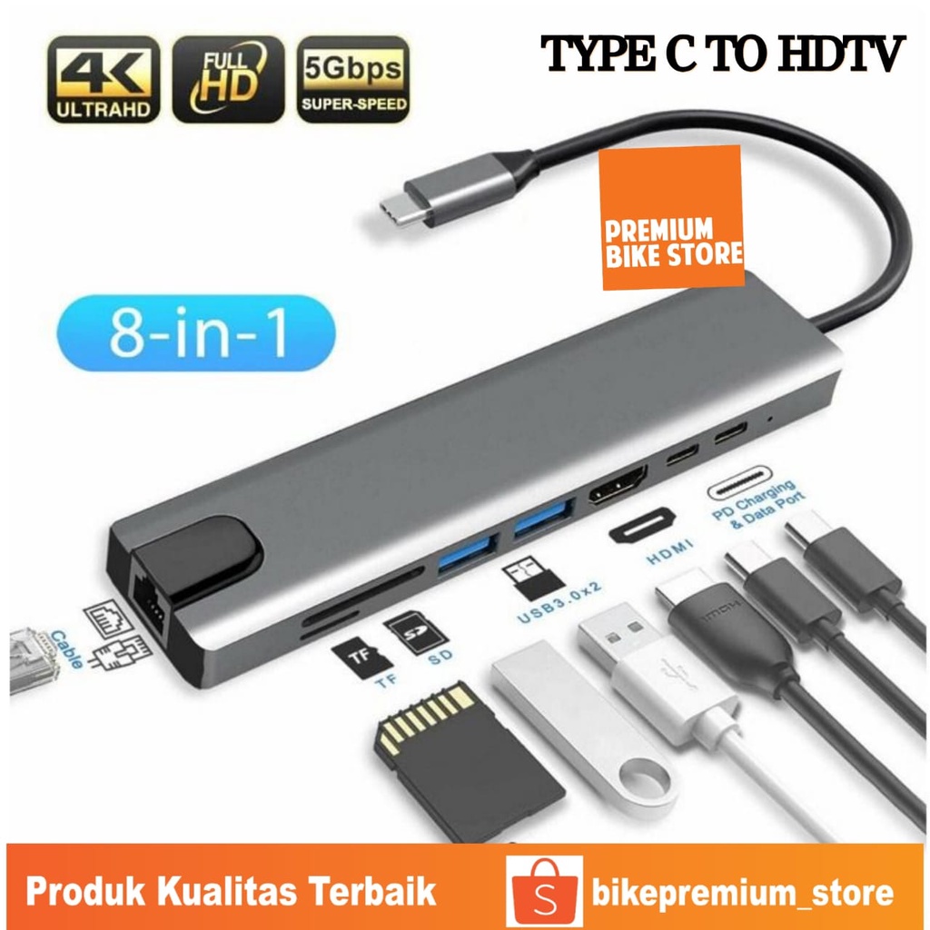 Jual HUB Converter Kabel USB Type C To HDTV SD Macbook Laptop TF 4K