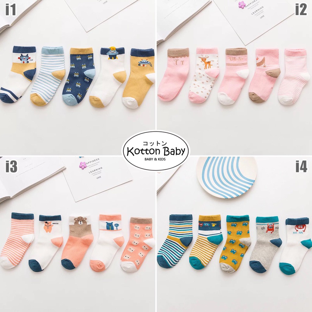 [5 PSG] 1-8 thn | KAOS KAKI BAYI ANAK IMPOR SOCKS LUCU KARAKTER KARTUN UNISEX YMSock i Catalog