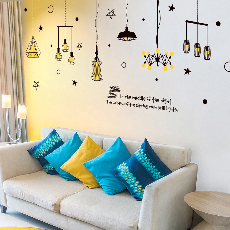 RELIZA WALL STICKER 60X90 LAMP LAMPU GANTUNG HITAM CRISTAL STIKER DINDING XL8268