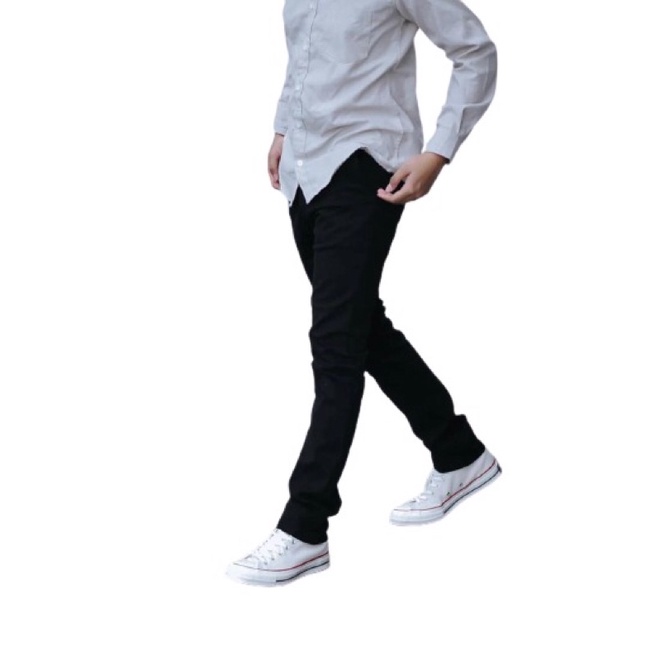 Celana Chino Panjang Pria Cowok Hitam Black Long Pants/ Celana Chino Hits