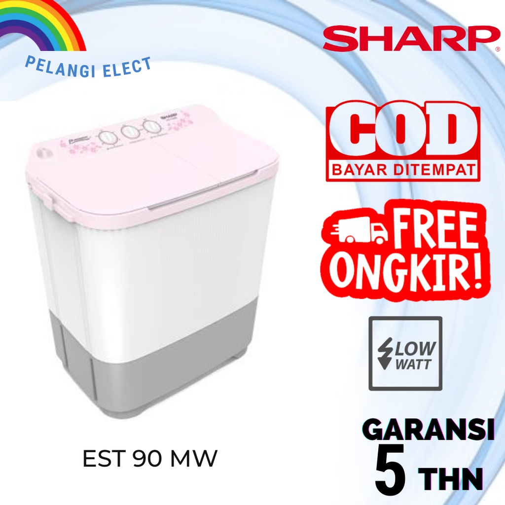 Mesin Cuci 2 Tabung Sharp EST 90 MW Puremagic Low Watt 9 KG