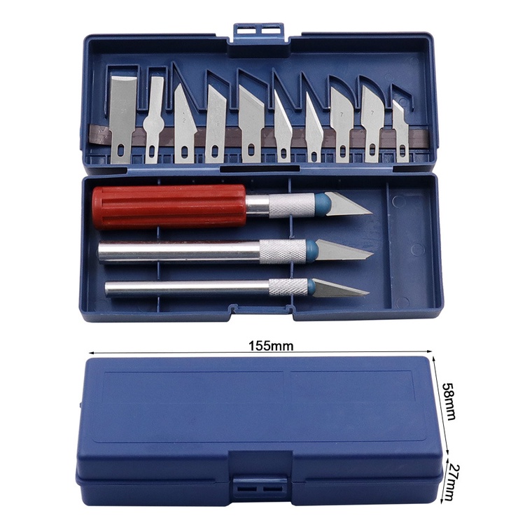 Pisau Sayat Bonsai Kelapa / Set Pisau Ukir Seni 13 in 1 Crafting Art Knife with 3 Handle