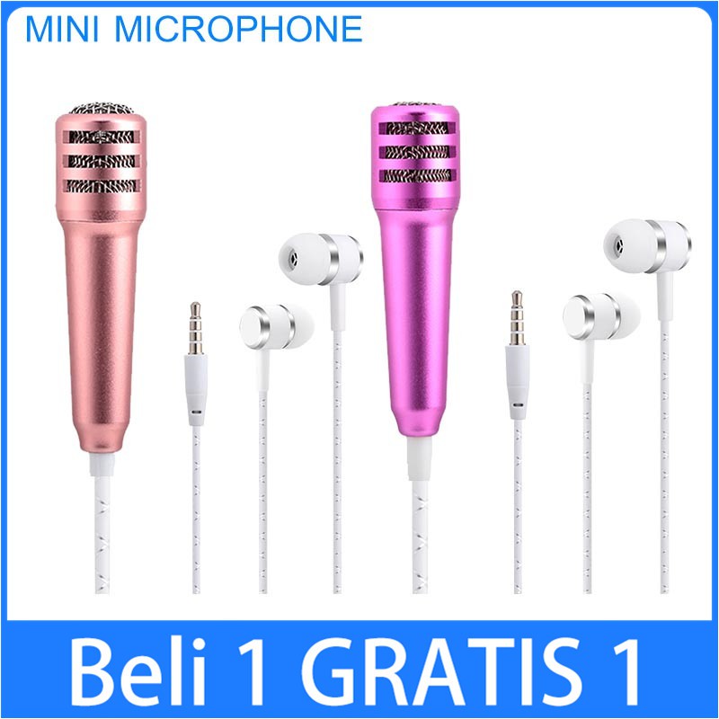 【Beli 1 gratis 1】Mini microphone HP android iphone mini mic mikropon karaoke smule HP mobile phone m