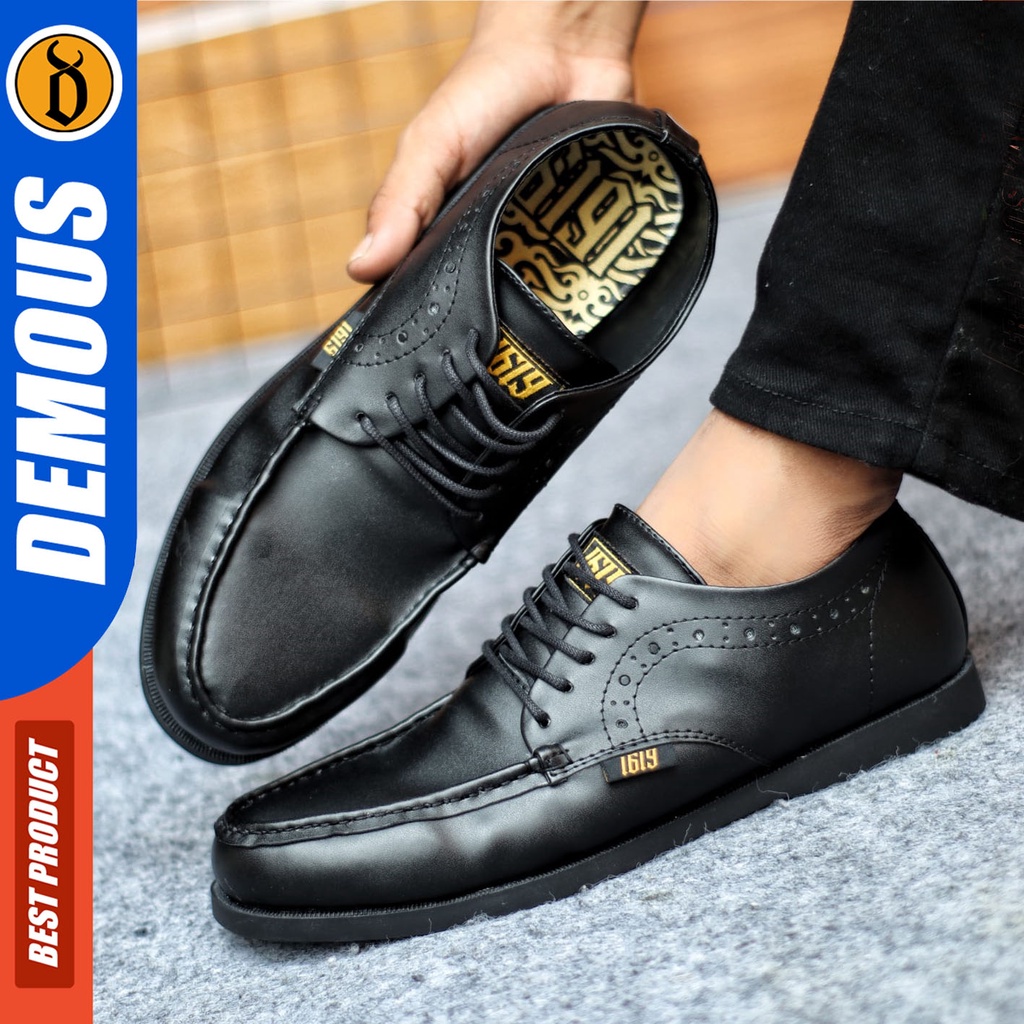 Sepatu Formal Pria Sepatu Casual Pria Kulit Pu Tali Sepatu Pantofel Kerja Kantor Kuliah Kondangan Sepatu Hitam Pria DEMOUS ZOKE