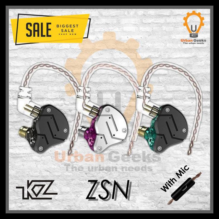 Knowledge Zenith Kz Zsn 1Dd+1Ba Hybrid Hifi In Ear Earphone With Mic - Purple, Earphone