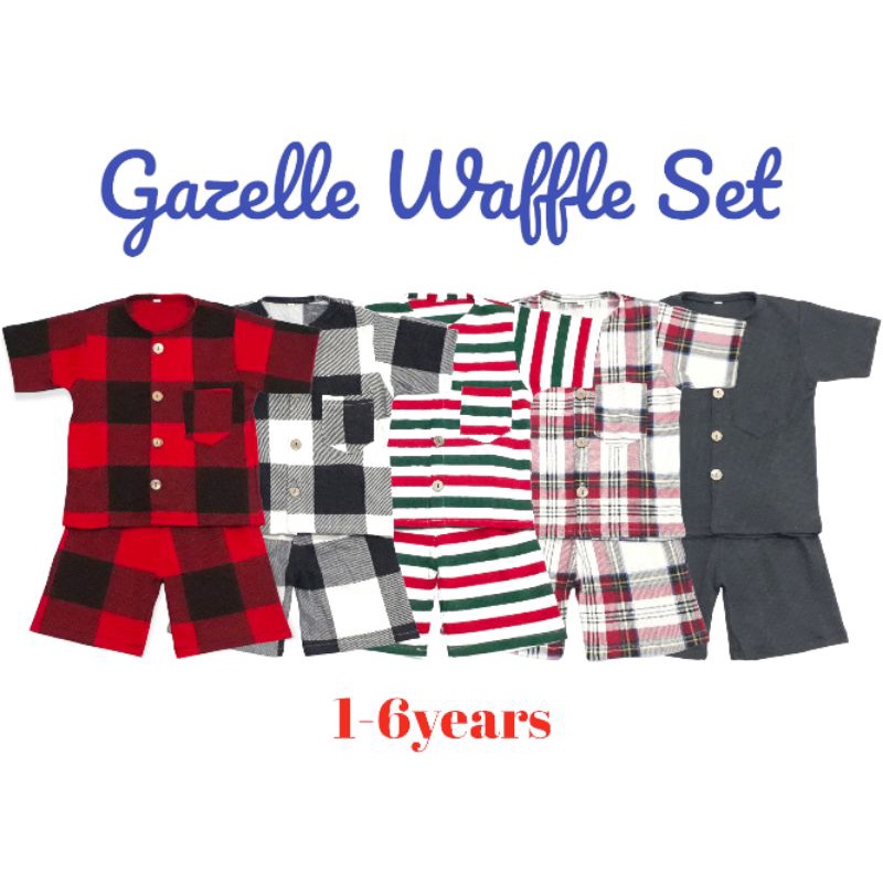 GAZELLE SET WAFFLE 1-6th baju setelan pendek anak