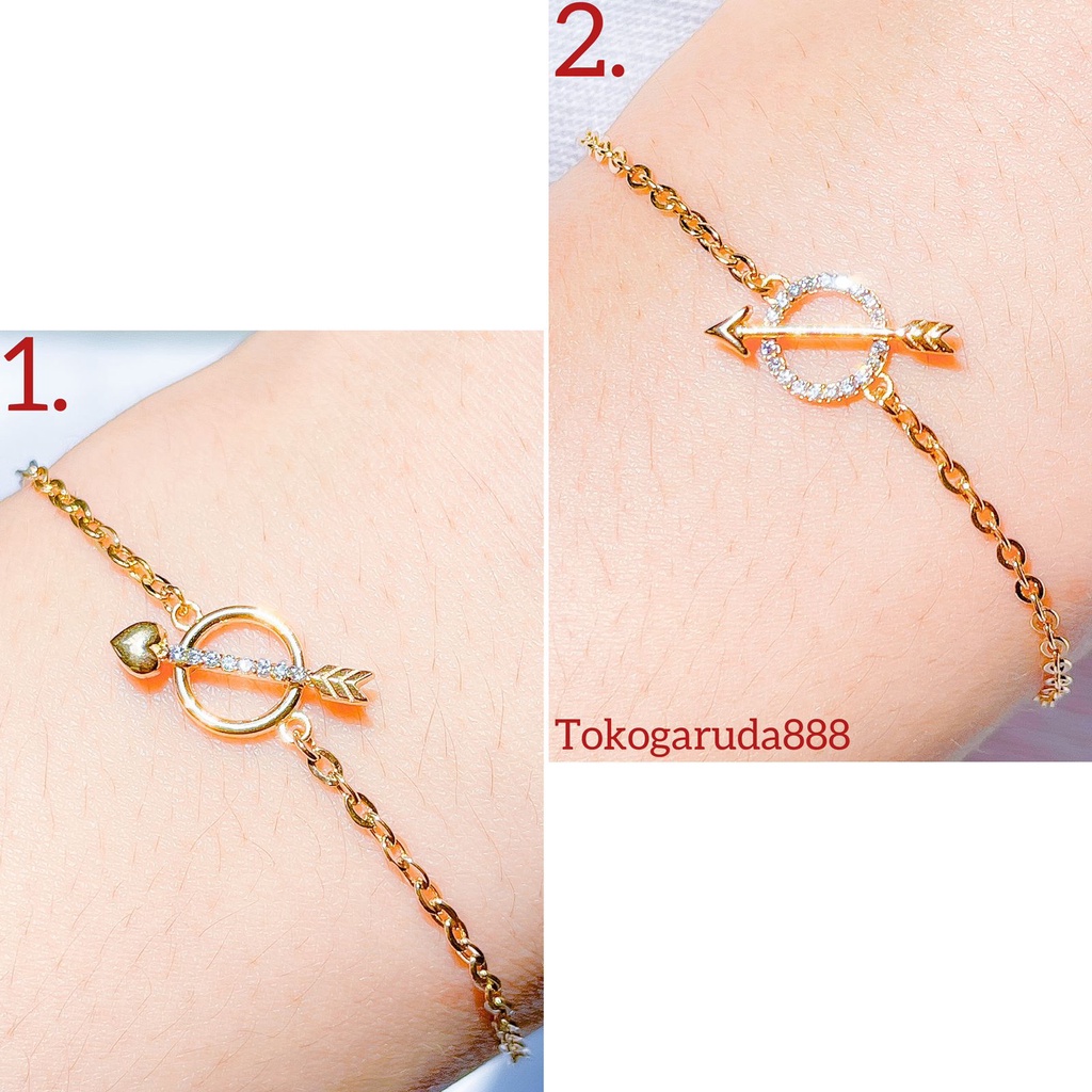 Rantai tangan anak dan dewasa emas asli kadar 700 70 16k love cupid heart hati arrow bling tali gelang polo holo permata 2 gram gr g 16 18 cm terbaru