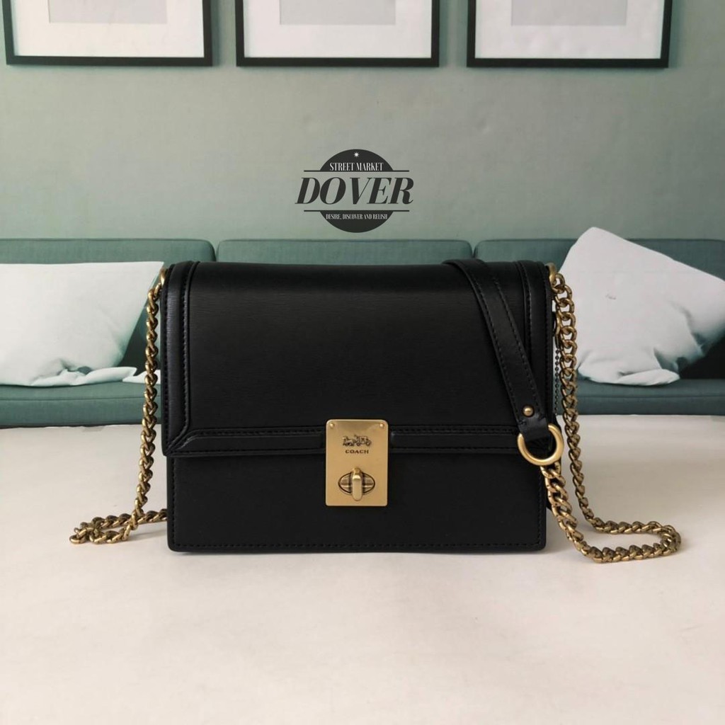 Coach Hutton Shoulder Bag In Full Black Leather - ORIGINAL 100%
