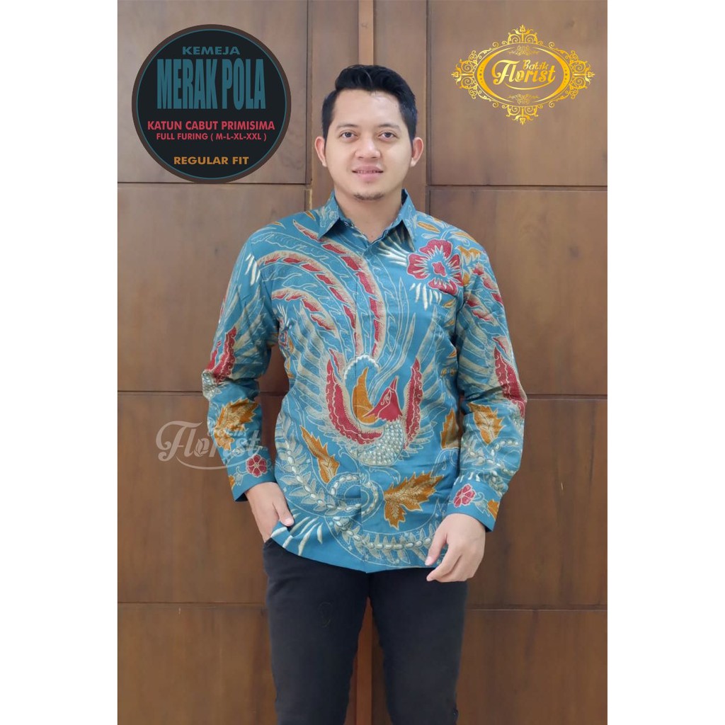 MERAK POLA Kemeja Batik Pria Full Furing Bahan Katun Cabut Primisima